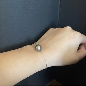 Tahitian Pearl sterling silver “invisible” floating pearl bracelet 7.5 inch